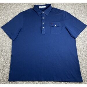 Criquet Men's Pocket Polo Shirt Blue Short Sleeve Size XXL Organic Cotton